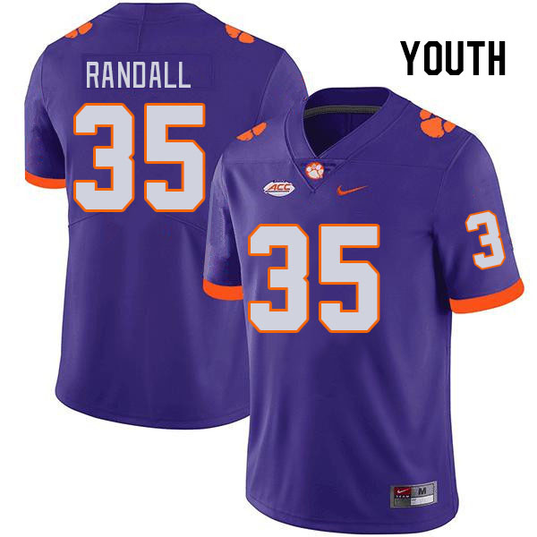 Youth Clemson Tigers Austin Randall #35 College Purple NCAA Authentic Football Stitched Jersey 23VJ30JK